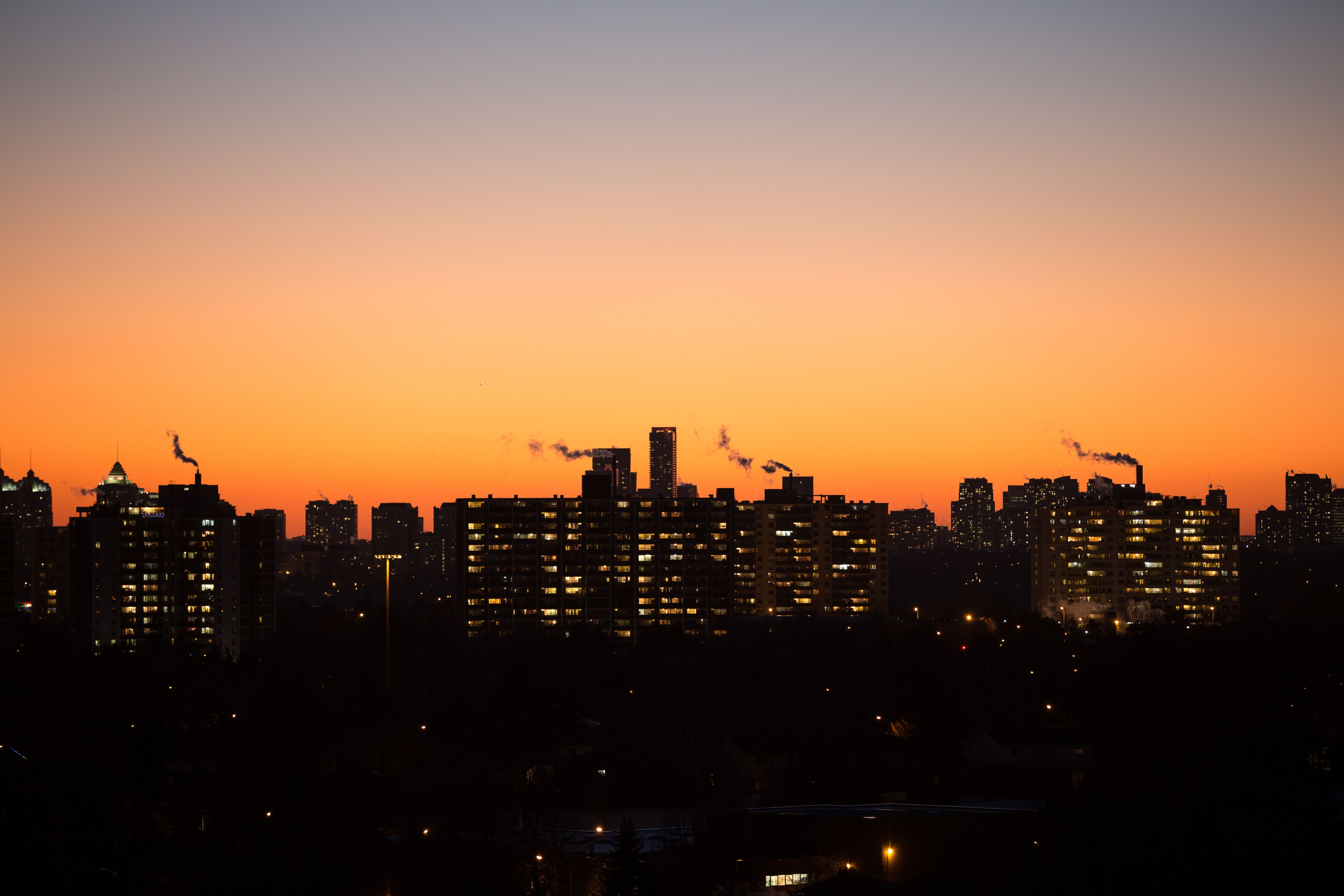 City Skyline Sunset city skyline wallpaper at sunset, 5472x3648