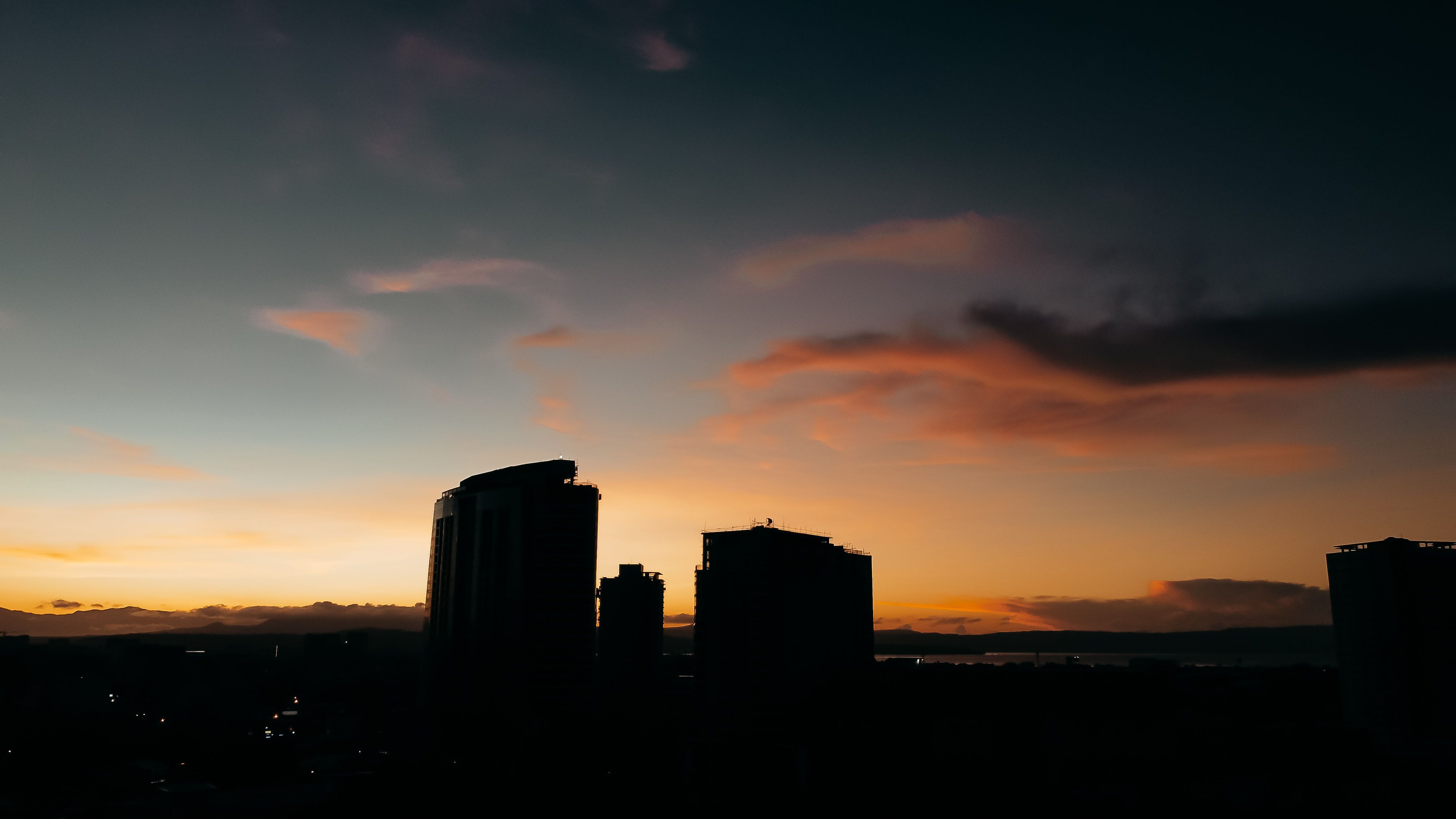 Urban Cityscape Sunset city skyline wallpaper at sunset, 4000x2250