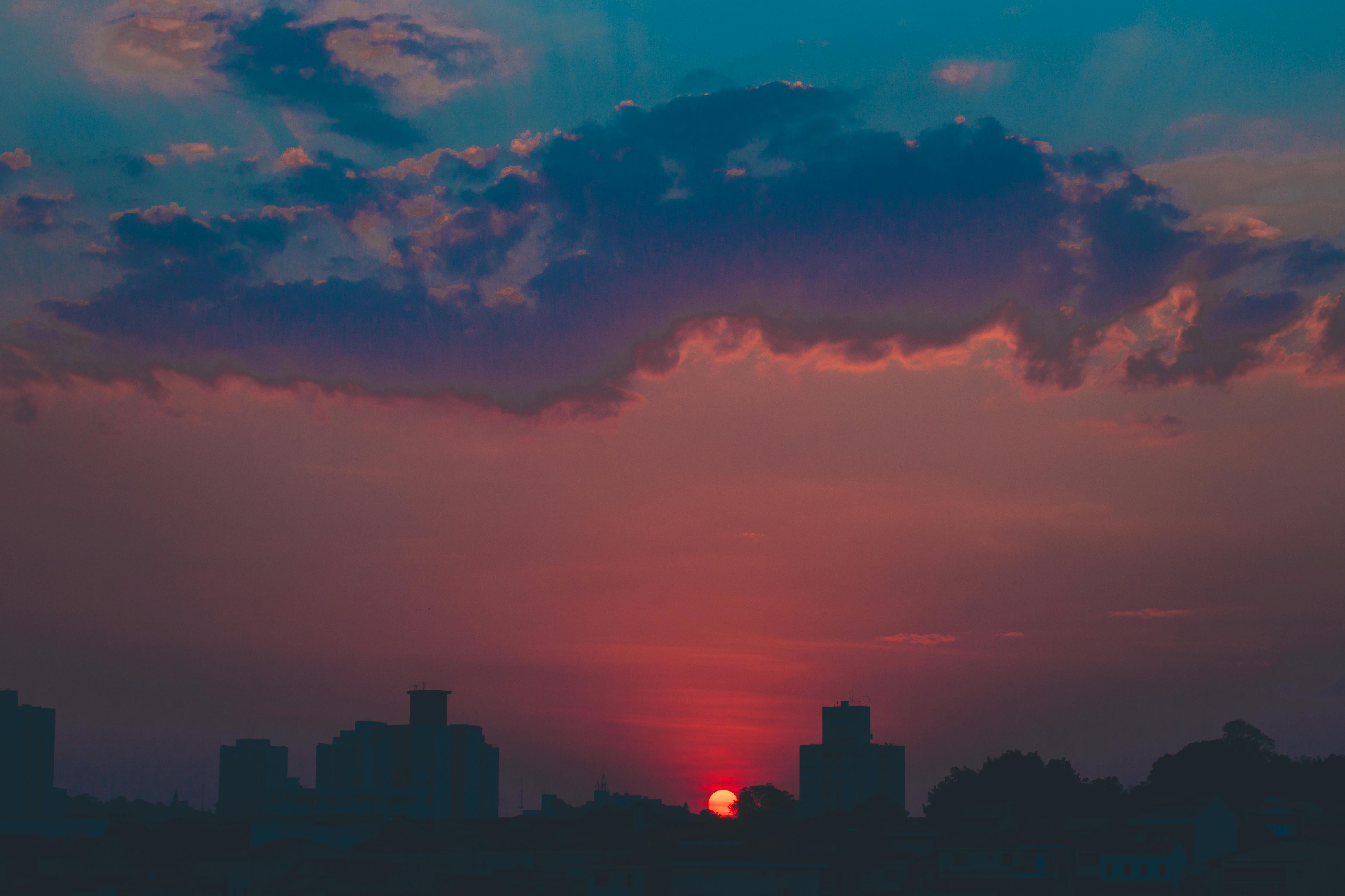 Urban Cityscape Sunset city skyline wallpaper at sunset, 4888x3259