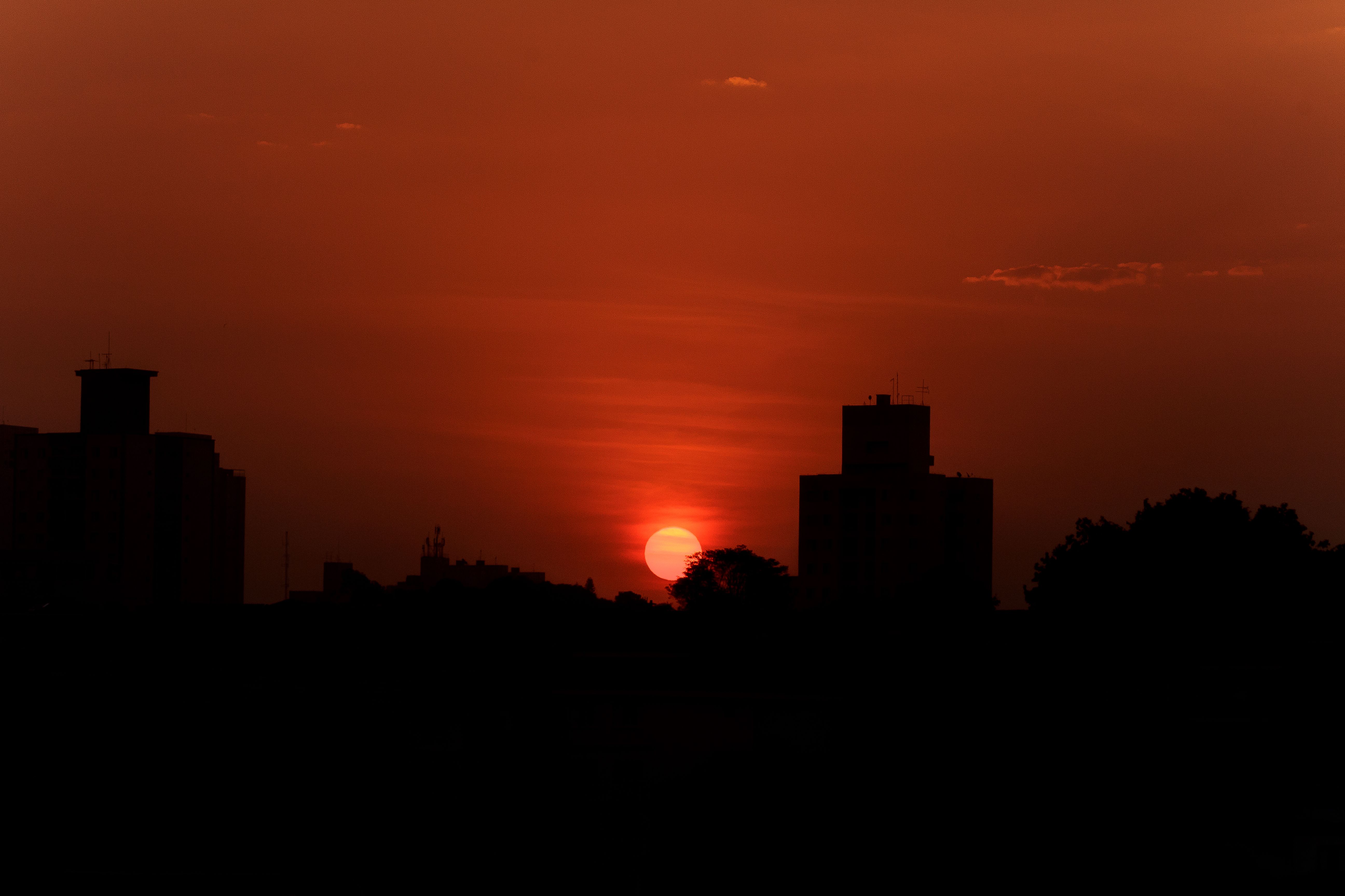 Urban Cityscape Sunset city skyline wallpaper at sunset, 5184x3456