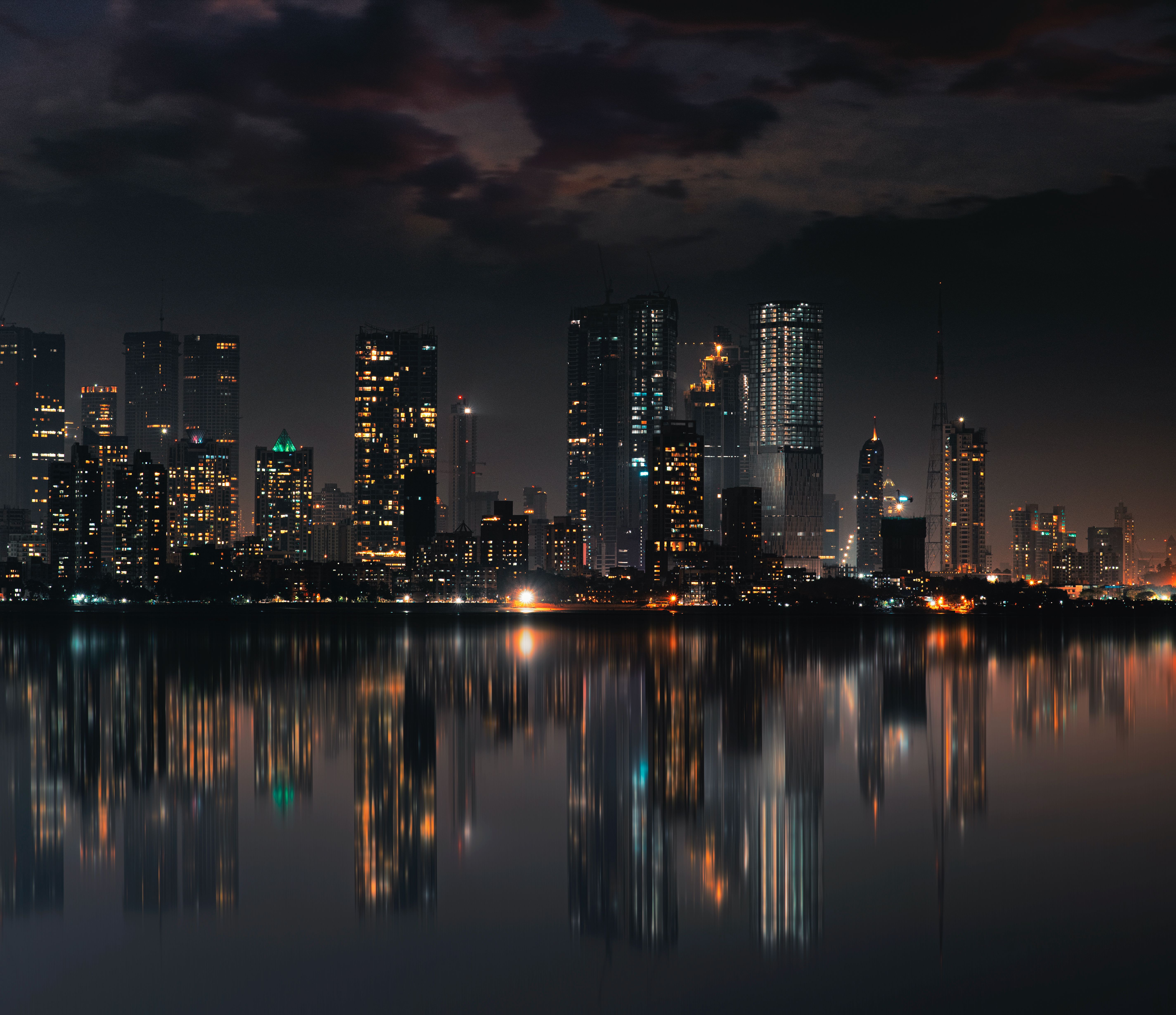 City Skyline Night city skyline wallpaper at sunset, 5697x4916