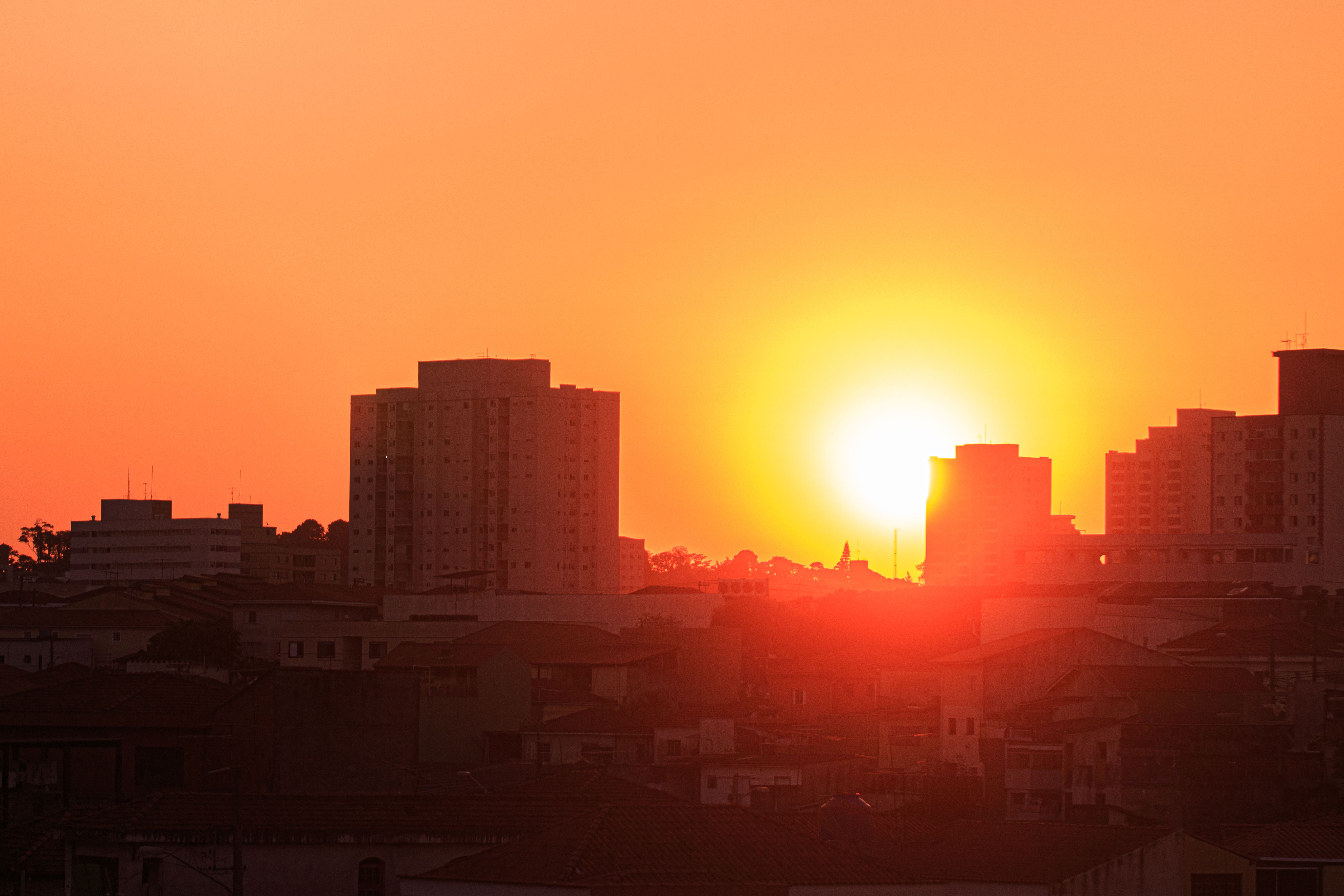 City Skyline Sunset city skyline wallpaper at sunset, 5095x3397