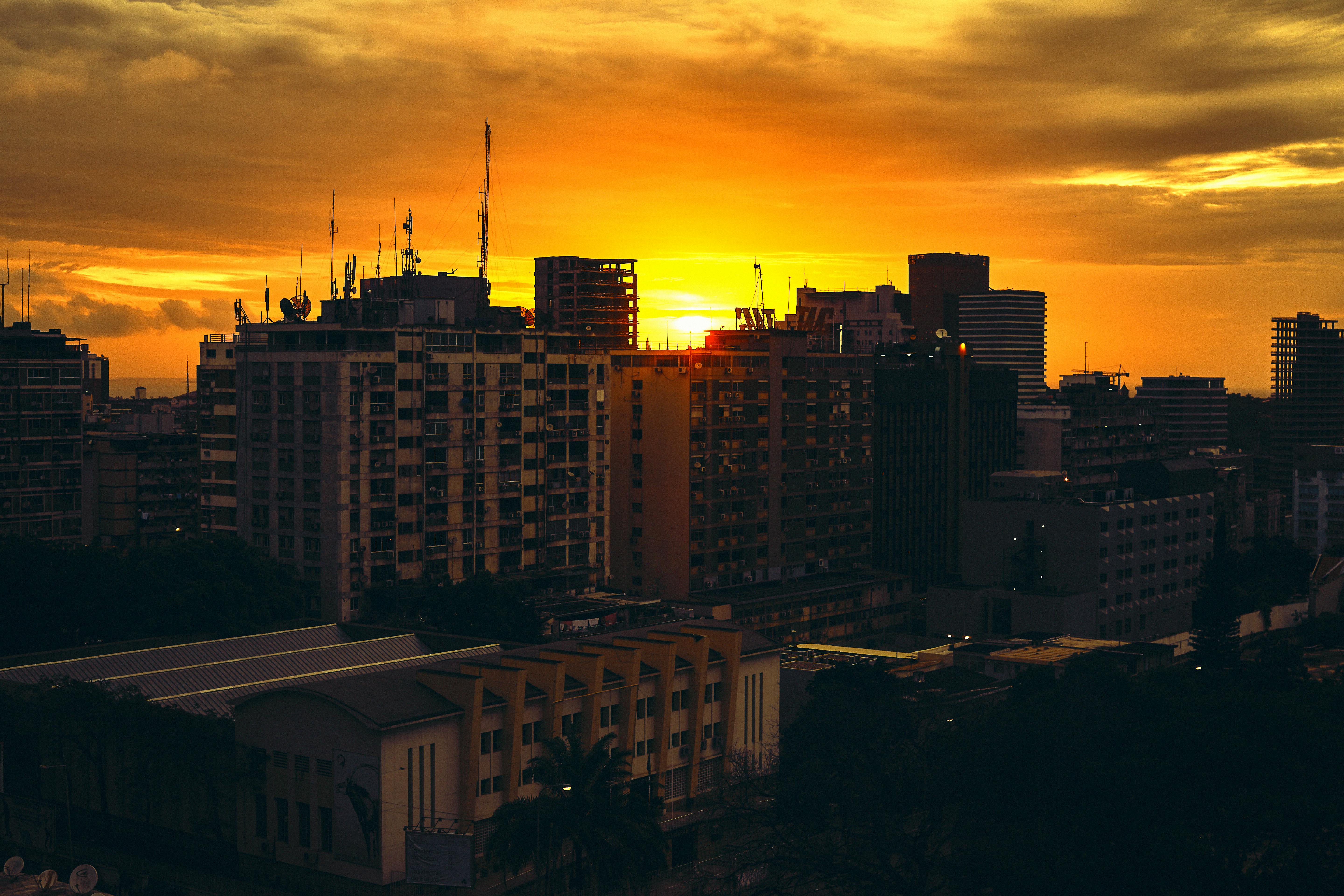 City Skyline Sunset city skyline wallpaper at sunset, 5760x3840