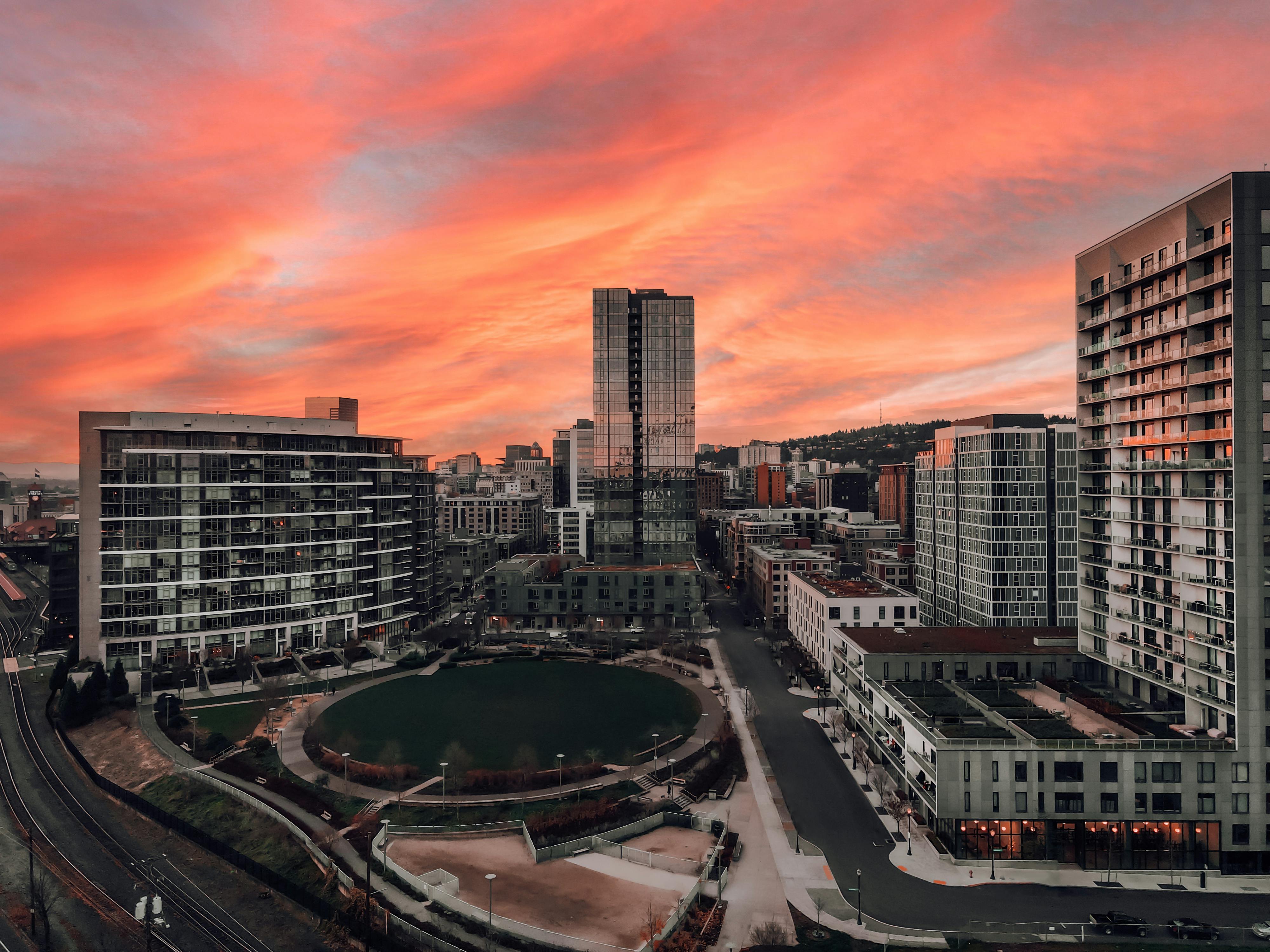 City Skyline Sunset city skyline wallpaper at sunset, 4000x3000