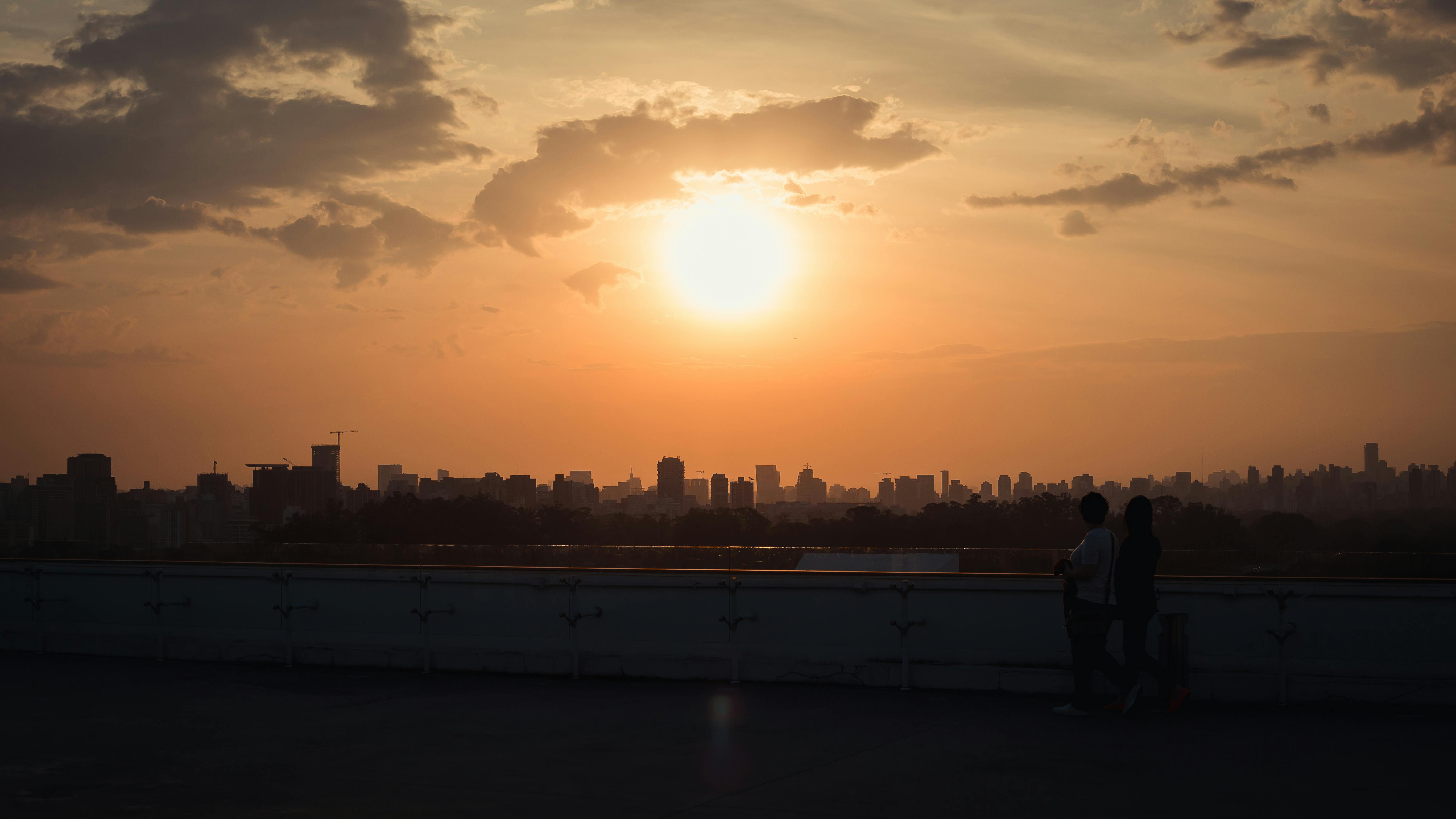 Urban Cityscape Sunset city skyline wallpaper at sunset, 5472x3078
