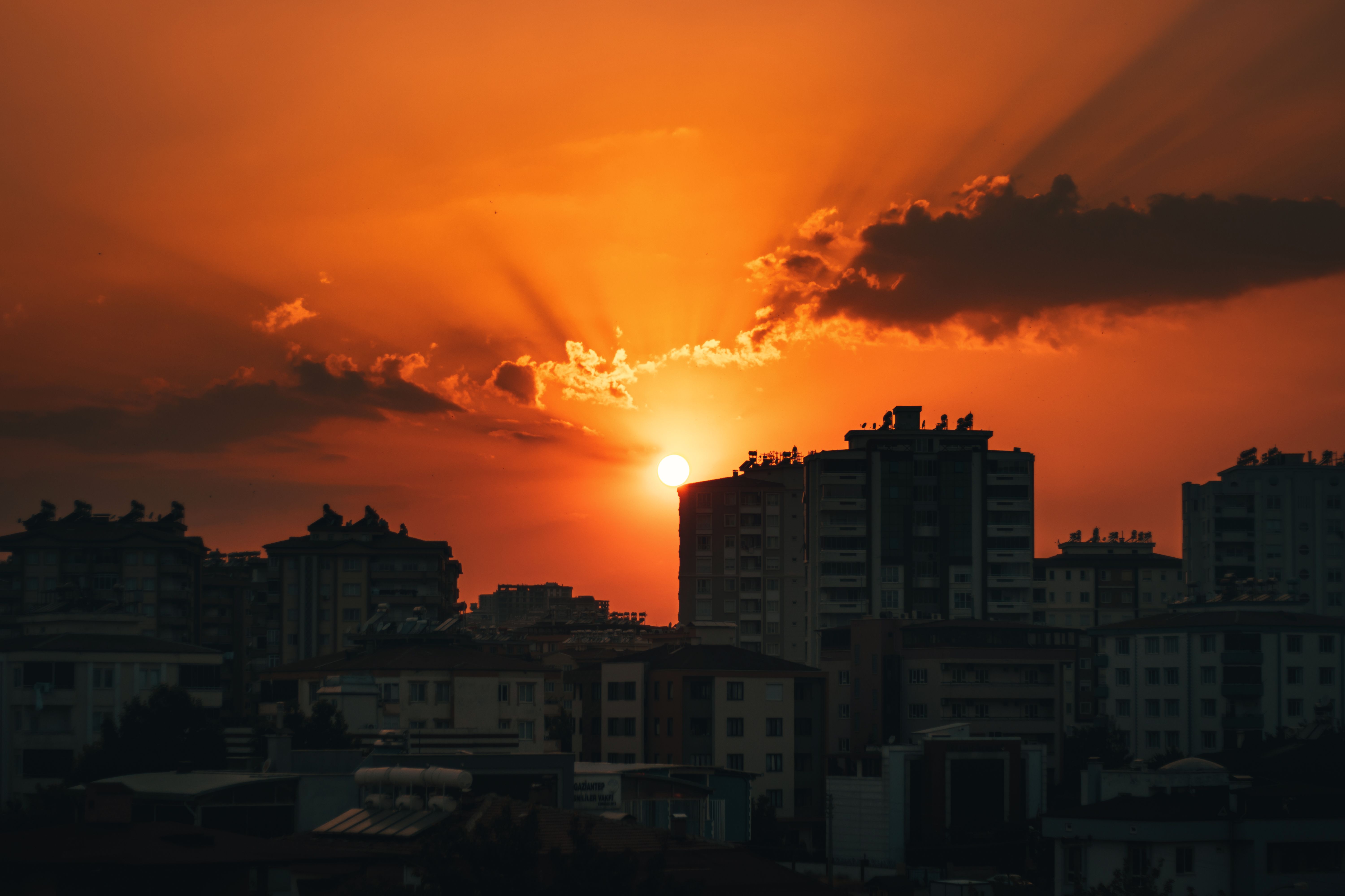 Urban Cityscape Sunset city skyline wallpaper at sunset, 6000x4000