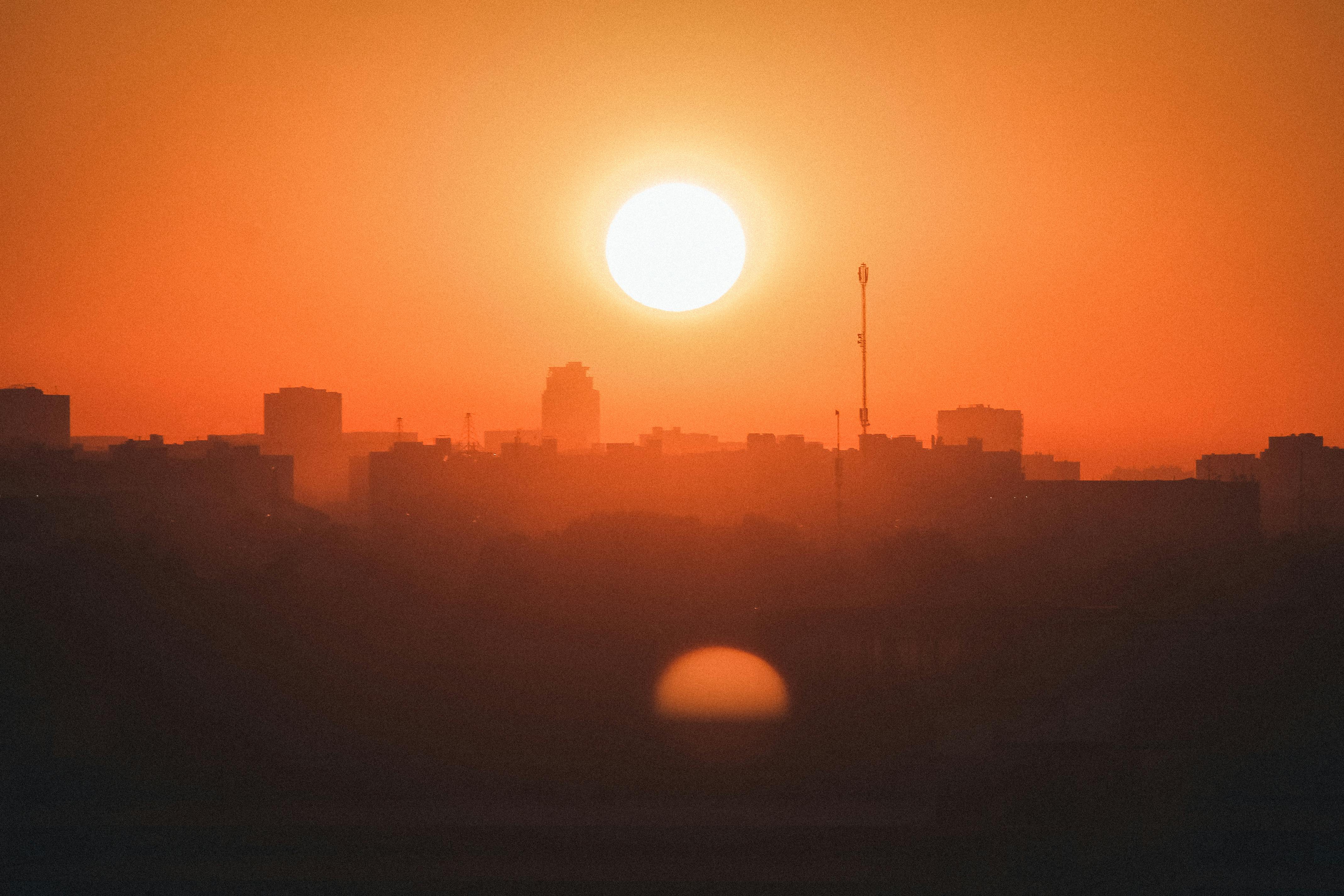 Urban Cityscape Sunset city skyline wallpaper at sunset, 4272x2848