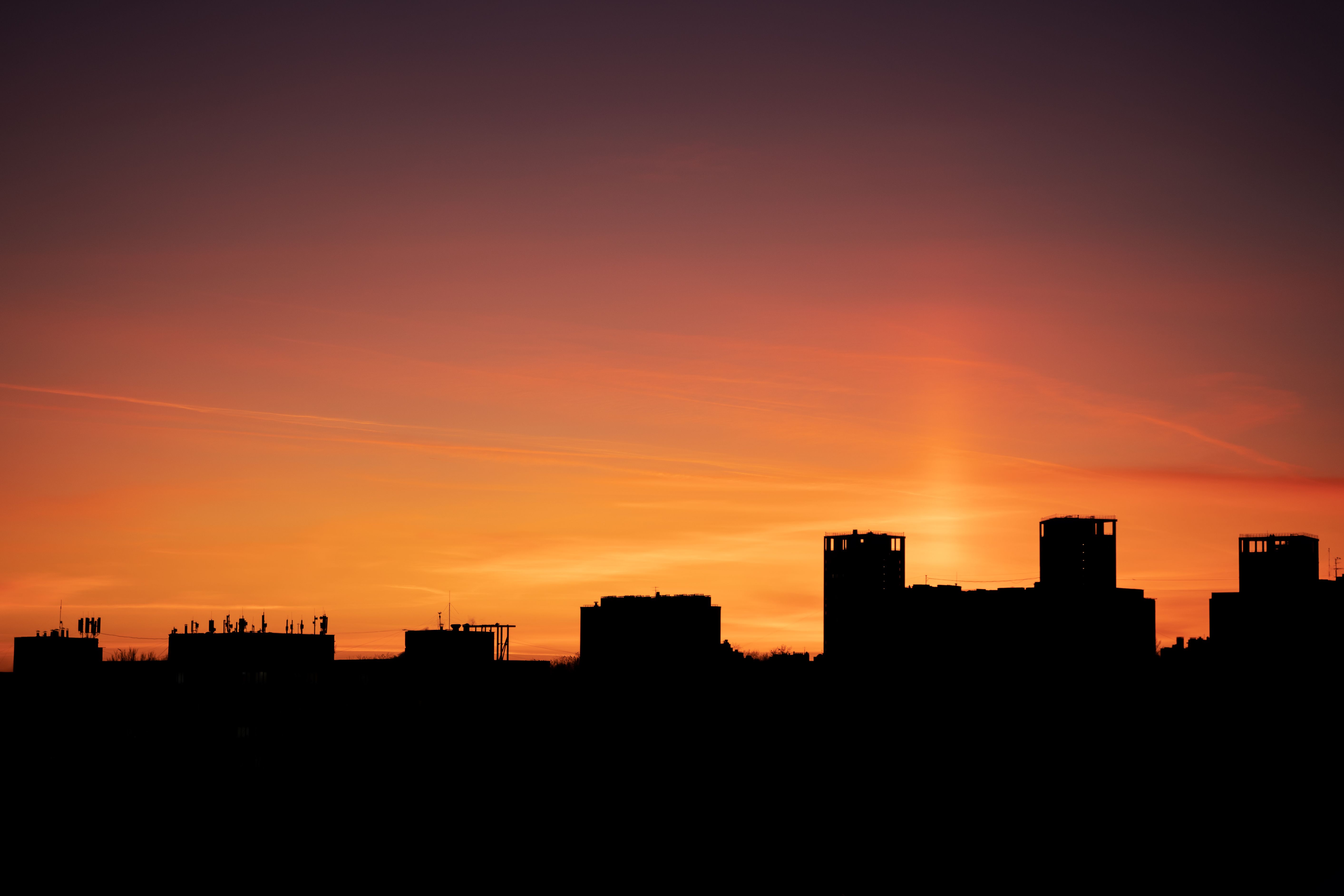City Skyline Sunset city skyline wallpaper at sunset, 5652x3768
