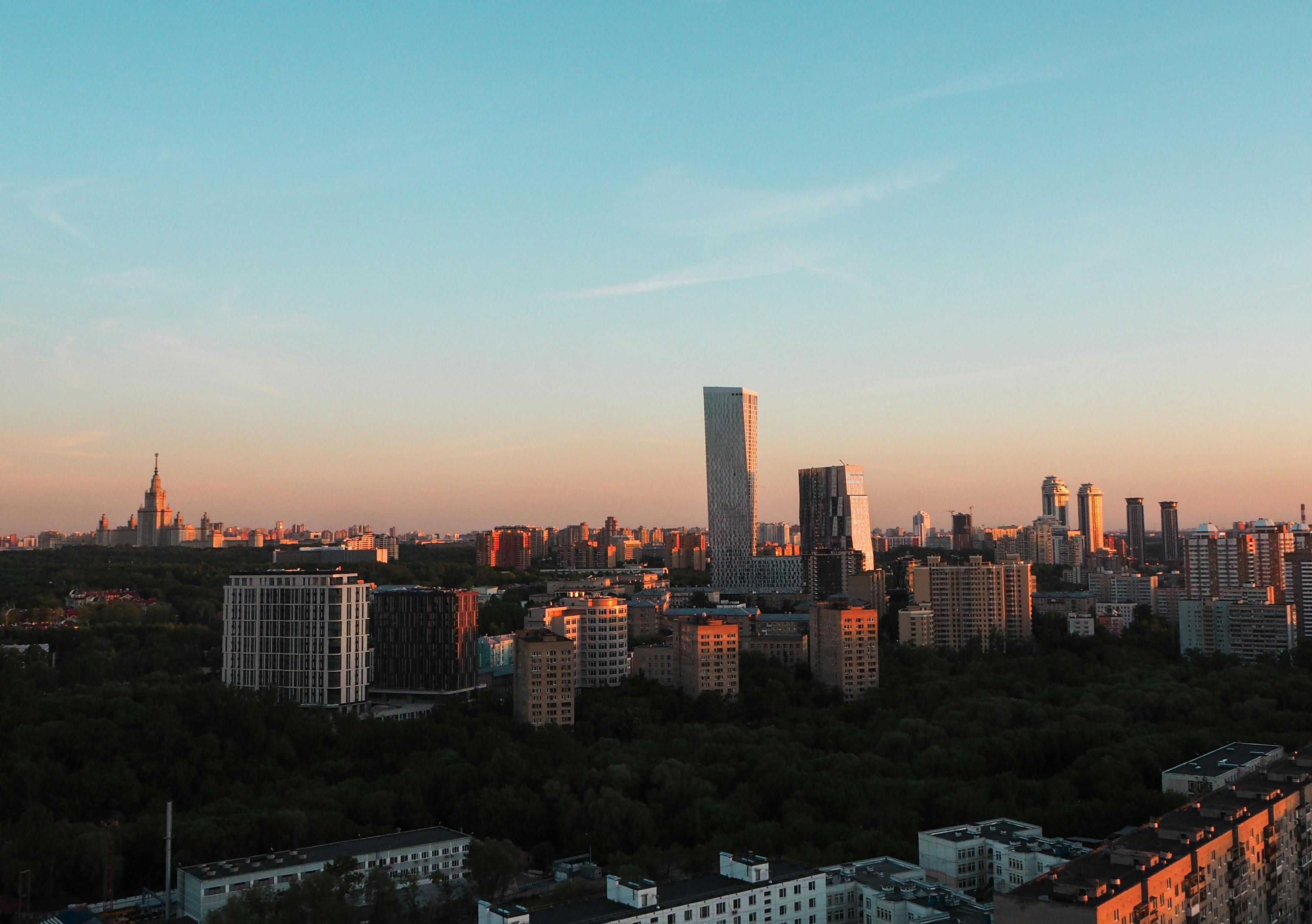 Urban Cityscape Sunset city skyline wallpaper at sunset, 3720x2621