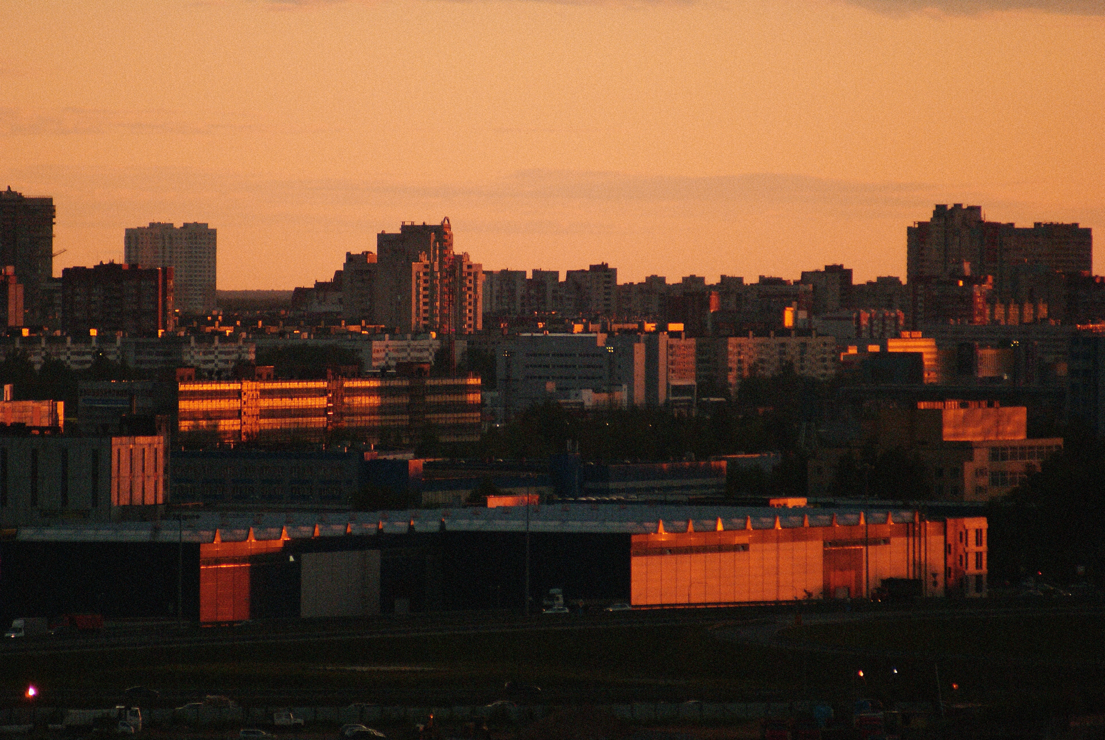 Urban Cityscape Sunset city skyline wallpaper at sunset, 3872x2592